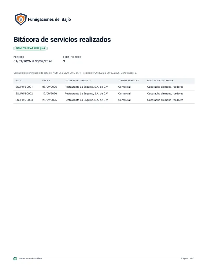 Service log